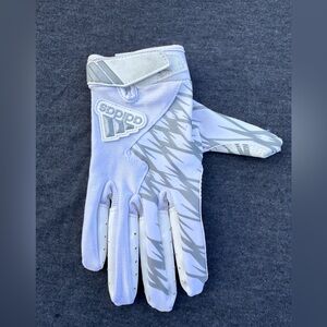 Adidas Adult Sz Med Single (1)  Glove White Gray Football Receiver Replacement